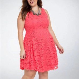 Torrid Coral Pink Lace Sleeveless Dress